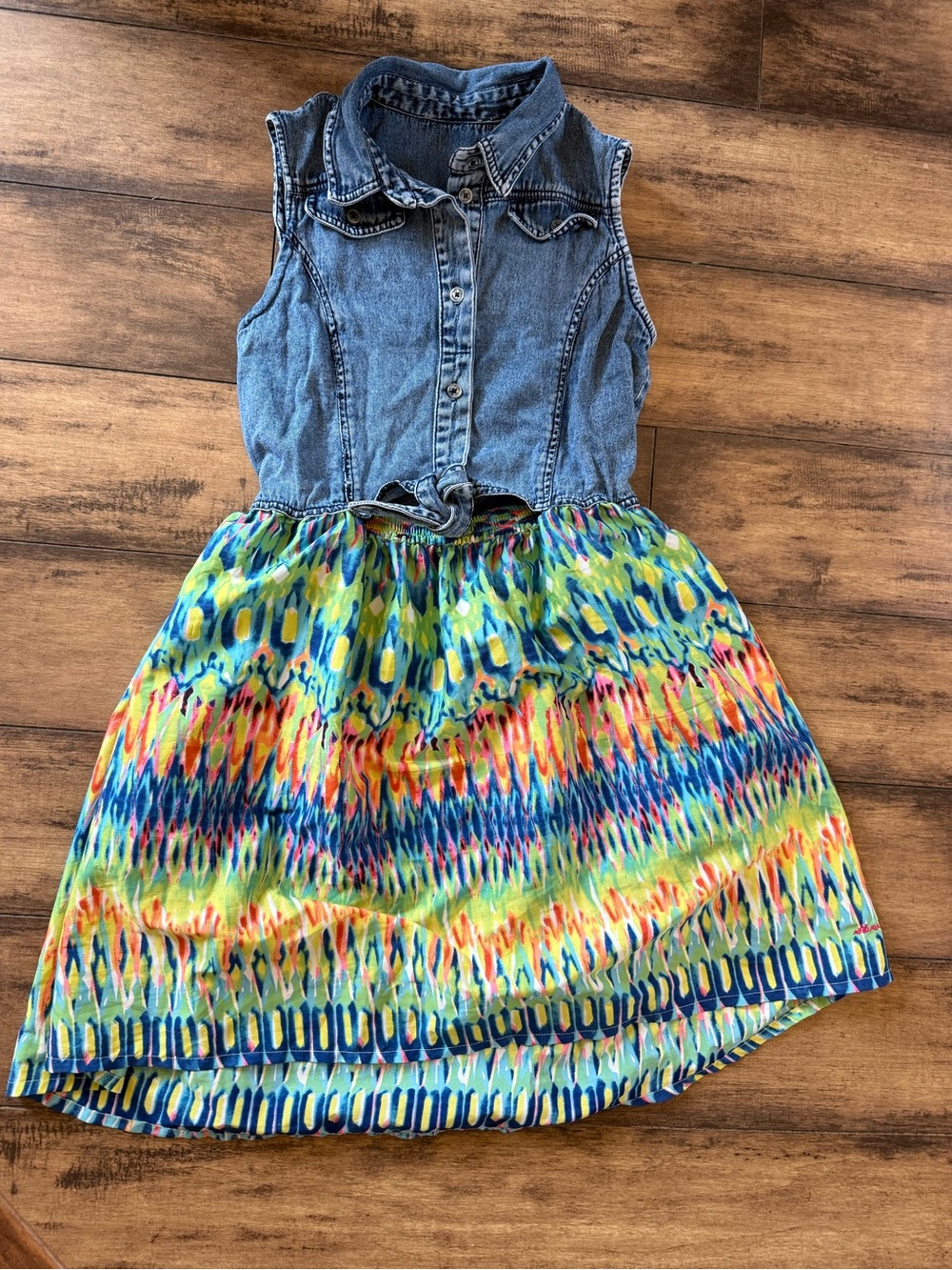 Silver Jeans Triple 5 - Denim-Top Multicolor Print Girls' western style Dress
